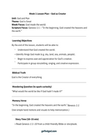 GoFindGod Curriculum | Kindergarten Term 1 – Week 1