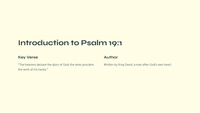 The Heavens Declare: Exploring Psalm 19:1