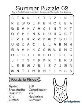 Summer Word Search For Kids 8