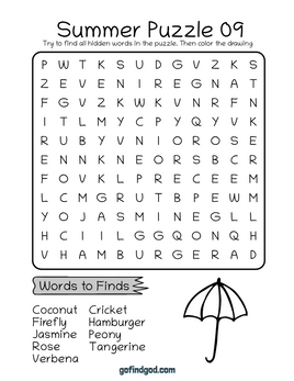 Summer Word Search For Kids 9