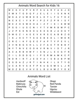 Animals Word Search For Kids 16
