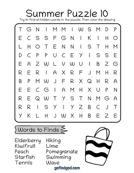 Summer Word Search For Kids 10