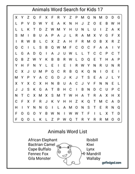 Animals Word Search For Kids 17
