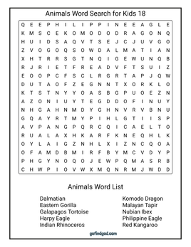Animals Word Search For Kids 18