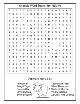 Animals Word Search For Kids 19