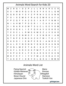 Animals Word Search For Kids 20