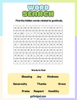 Affirmations from God Coloring - Gratitude Word Search
