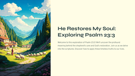 He Restores My Soul: Exploring Psalm 23:3