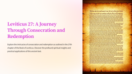 Leviticus 27: A Journey Through Consecration and Redemption