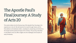 The Apostle Paul's Final Journey: A Study of Acts 20