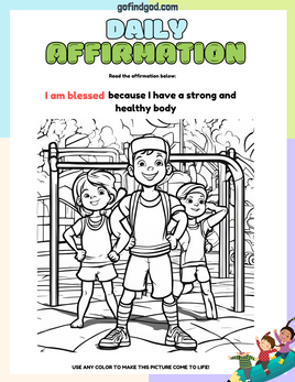 Affirmations from God Coloring - Gratitude for strong and healthy body
