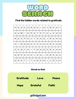 Affirmations from God Coloring - Gratitude word search