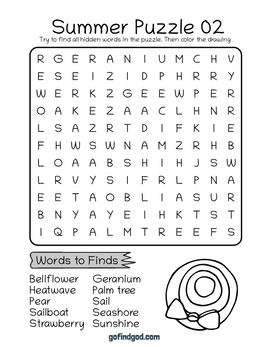 Summer Word Search For Kids 2
