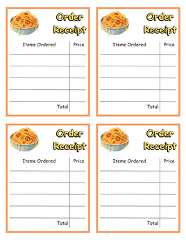 Role-Play - SPAGHETTI RESTAURANT - Receipt