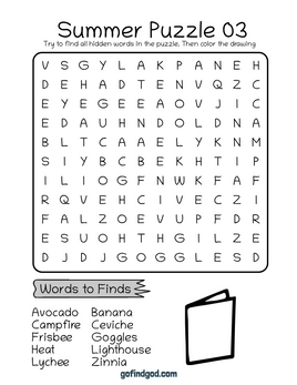 Summer Word Search For Kids 3