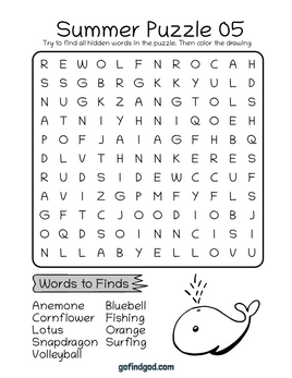 Summer Word Search For Kids 5