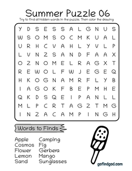 Summer Word Search For Kids 6