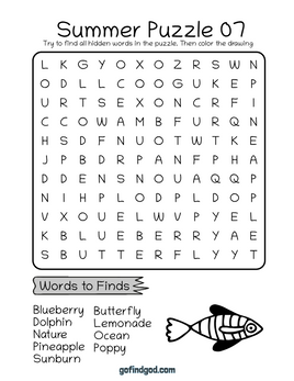 Summer Word Search For Kids 7
