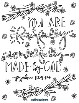 Bible Verse Coloring - Psalm 139 14
