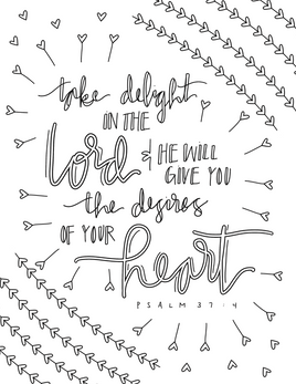 Bible Verse Coloring -  Psalm 37 4