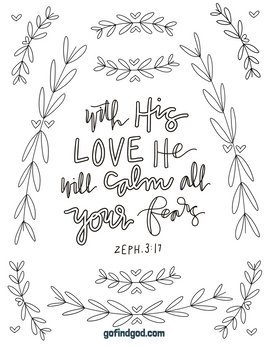 Bible Verse Coloring - Zephaniah 3 17