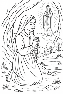 GFG Coloring - The Saints - Heroes of Faith - Saint Bernadette of Lourdes – Visionary of Mary