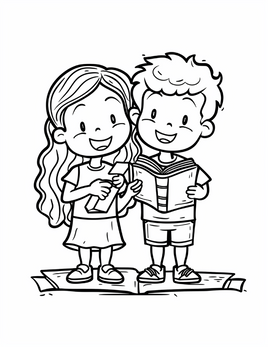 Children Reading Bible Bible Coloring