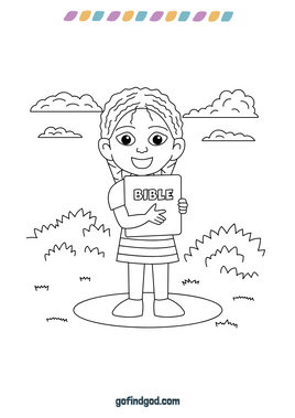 Coloring - Girl Holding Bible