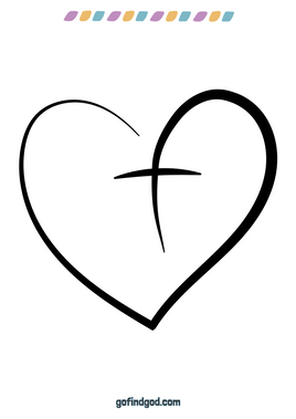 Easter Coloring - Cross Heart