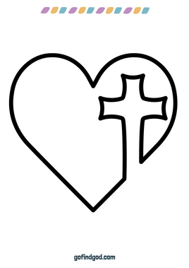 Easter Coloring -Cross In heart