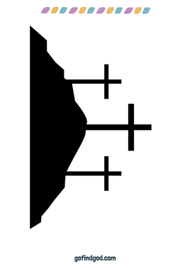 Easter Coloring - Crosses on the hill Silhouette