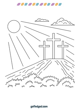 Easter  Coloring - Crosses on the hill