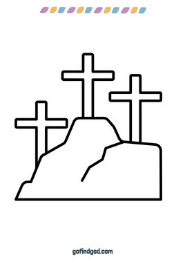 Easter Coloring - Crosses on the hill