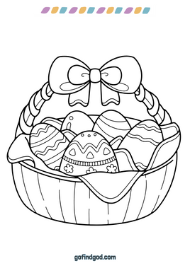 Easter Coloring - Eggs in a Bow Basket