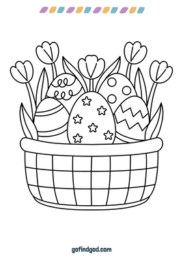Easter Coloring - Eggs with Flowers