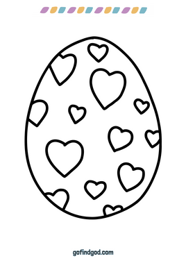 Easter Coloring - Egg with Hearts