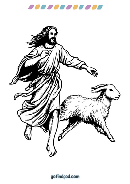 Easter Coloring - Jesus and a Sheep