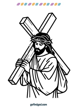 Easter Coloring - Jesus bearing Cross