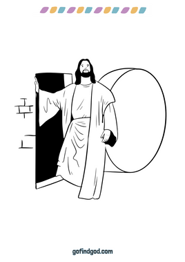 Easter Coloring -Jesus resurection from tomb walking