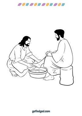 Easter Coloring - Jesus washing feet