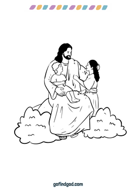 Easter Coloring - Jesus with children