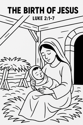 GFG Christmas Coloring -  Luke 2 1 7 The Birth of Jesus