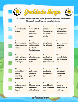 Gratitude Journal for Kids - Gratitude Bingo