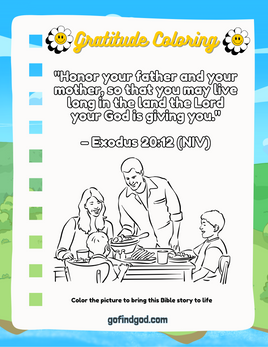 Gratitude Journal for Kids -  Gratitude Coloring  Exodus 20