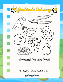 Gratitude Journal for Kids -  Gratitude Coloring Food