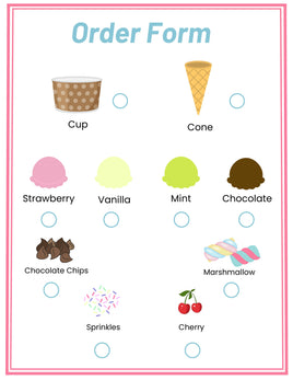 Role-Play - Ice Cream Shop - Order Form