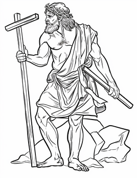 Jesus_Dra_die_Kruis_Bybel_Inkleur