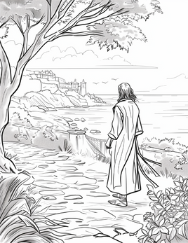 Jesus_Stap_by_die_See_Bybel_Inkleur