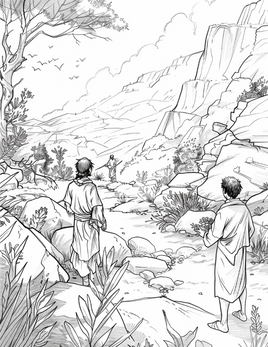 Jesus and Disciples on the Road Bible Coloring