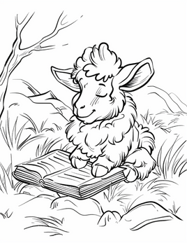 Lamb_with_Bible_Bible_Coloring